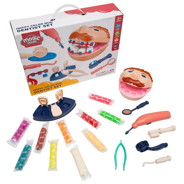Fun Express Pretend Play Dentist Clay Dough Toy Play Set,