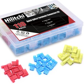 Hilitchi 110pcs 22-18 18-14 12-10 Gauge Nylon Flag Spade Female Insulated Quick Disconnects Electrical Crimp Terminals Connector Assortment Set