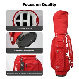 L&B 5 Way Golf Cart Bag, Golf Bag for Men and Women with Handles and Rain, Waterproof Zippers,Caliber 8.5 Inch