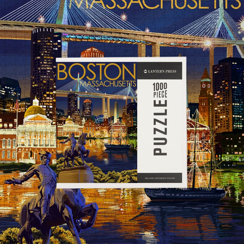 Lantern Press 1000 Piece Jigsaw Puzzle, Boston, Massachusetts, Skyline at
