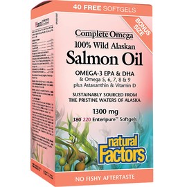 Natural Factors Natural Factors Complete Omega 100% Wild Alaskan Salmon Oil 1300 mg 220 Enteripure? Softgels