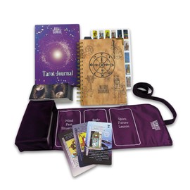 Witchy Cauldron Tarot Learning Set for Beginners: Learning Tarot Cards for Beginners, Satin Tarot Holder and Tarot Journal for Planning Spiritual (Purple)