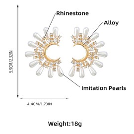 Floral Cluster Earrings, Pearl Flower Cluster Dangle Earrings for Women, Bohemian Flower Burst Earrings, Sparkling Blooming Flower Stud Earrings Geometric Boho Jewelry, Zinc, no, Zinc, No Gemstone