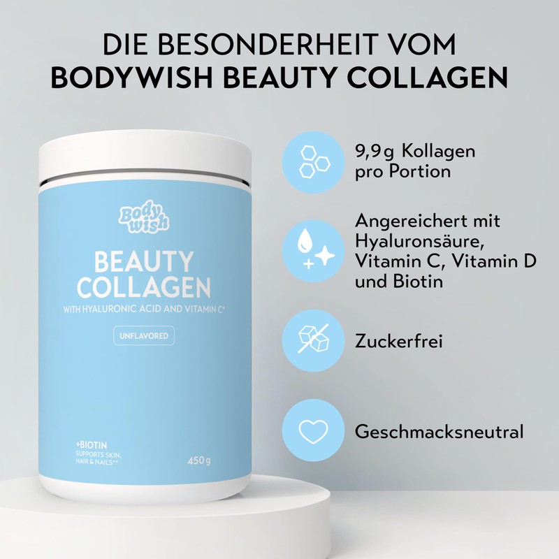 Bodywish Collagen Powder 450 g | High Dose Hyaluronic Acid,