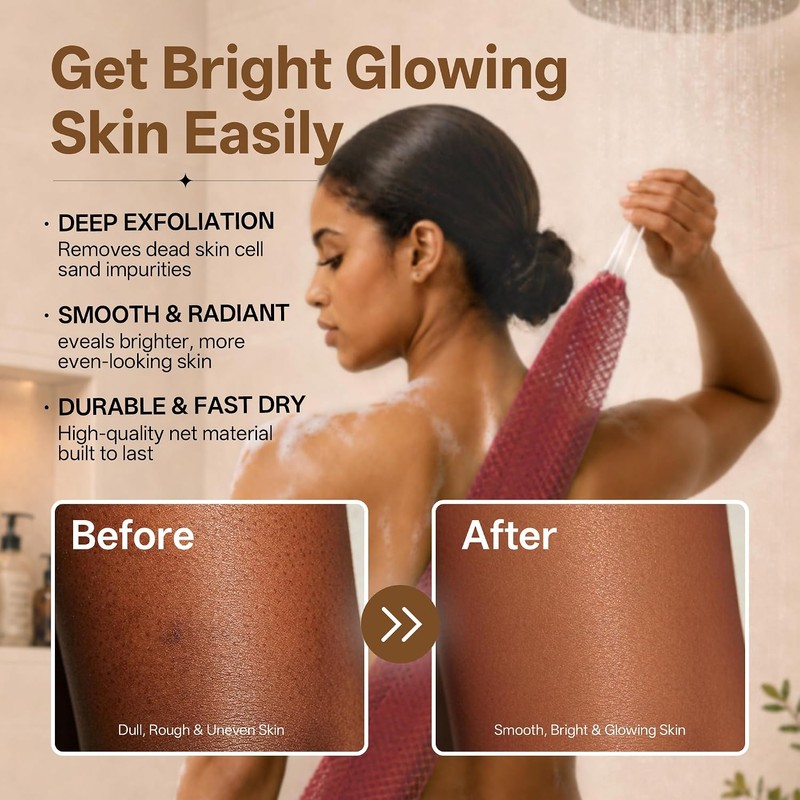 Esponja de red africana para la ducha, 2 esponjas exfoliantes