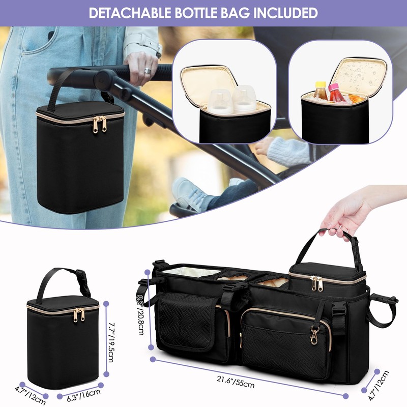 Prokva Double Stroller Organizer Compabitle with BOB Duallie and City