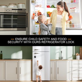 TIJTJHC Fridge Lock, 2PCS Upgraded Refrigerator Lock for Kids with Eco-Friendly, Fridge Locks for Kids and Freezer Lock with Keys Easy to Use and Install, Mini Fridge Lock, Black | TIJTJHC