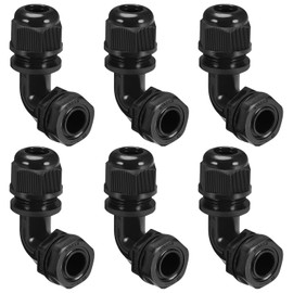 LeMotech M20 Cable Gland, 90 Degree Adjustable 9-14mm Strain Relief, Cord Connectors Nylon Joints with Gaskets, 6 Pcs, Black