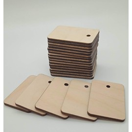 10 Pack 3mm Birch Plywood Wooden Craft Shapes Laser Cut Pyrography Key Rings, Gift Tags, Dog Tags