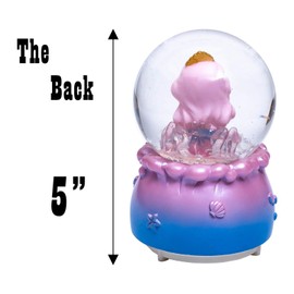 Dalekana Snow Globe with Light for Birthday, 80mm Crystal Musical Glitter Glass Water Ball Decoration, Smile Mermaid Snowglobe, 3.5" x 3.5" x 5"