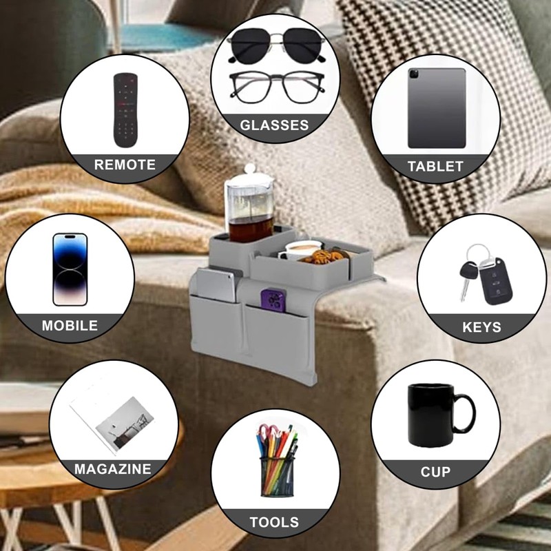 S V Premium Couch Cup Holder – Smart Armrest Tray