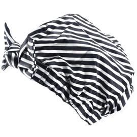 Komorebiya AP29 Shower Cap, Waterproof, Stylish, Hair Cover, Reusable, AP29 (Striped)