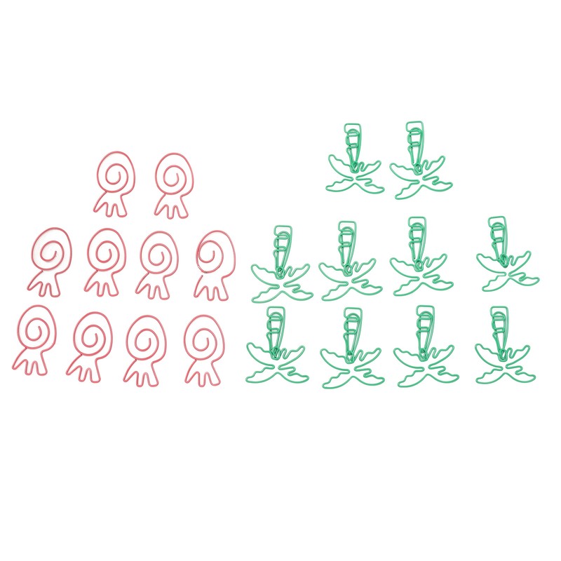 100pcs Paper Clips Portable Mini Electroplating Green Tree Pink Strawberry