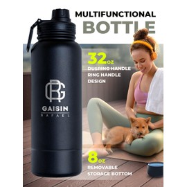 Gaisin Rafael 32oz Stainless Steel Double-Walled Insulated Water Bottle with Storage Compartment
