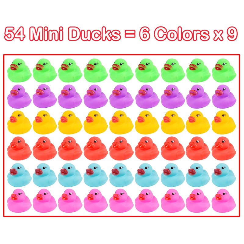 Maliweg 54-Pack Mini Ducks, Mini Colorful Rubber Duckies Bath Toy