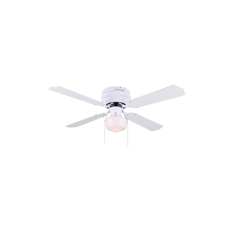 Canarm Neptune 42-Inch Hugger Ceiling Fan in White - Schoolhouse