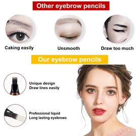 AWCCXMYM 3PCS Dark Brown Eyebrow Pencils for Women Waterproof Long-Lasting Eyebrow Pen Microblading brow pencil Easily Create Natural Eyebrow Makeup