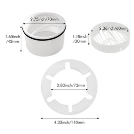 Hair Strainer Immersion Pipe for Shower Drain Set Drain Fitting Hair Strainer for Shower Replacement Drain Strainer Shower Drain Siphon Drain Stopper Shower Strainer Hair Filter Diameter 70 mm