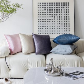 Demetex Grey Pillowcase 60x60cm(24"x24") Soft Velvet Cushion Cover Square Decorative Plush Euro Sham Pillow for Living Room Sofa Couch Bed 1pc Set 60x60cm Silver