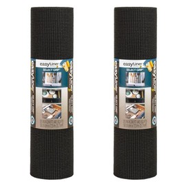 EasyLiner Select Grip Shelf Liner for Drawers & Cabinets - Easy to Install & Cut to Fit - Non Slip Non Adhesive Liner for Kitchen Drawers, Bathroom, Pantry - 20 in. x 24 ft., 2 Rolls - Black
