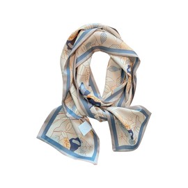 Livrerpi Silk Feeling Head Scarf Fashion Satin Hair Scarf Square Scarves for Women Gifts 27.5×27.5 inches, 04 Light Blue Flower 6.3 X 59 Inch, One Size