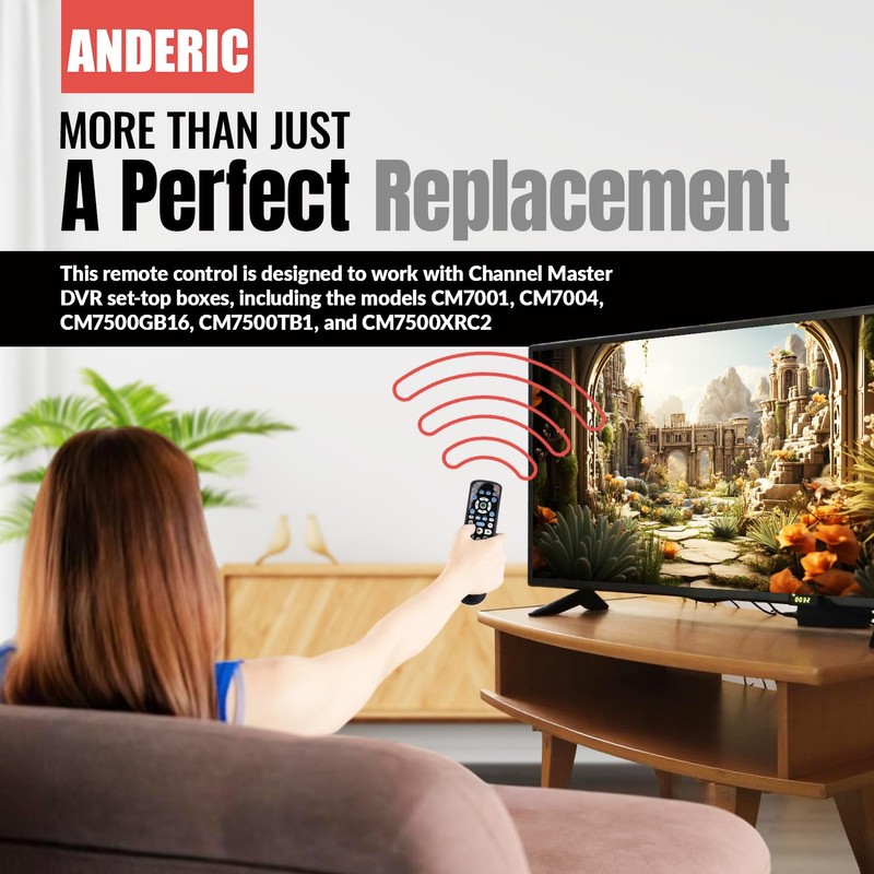ANDERIC RRCM7500 for Channel Master DVR Remote Control CM7500XRC2 Replacement