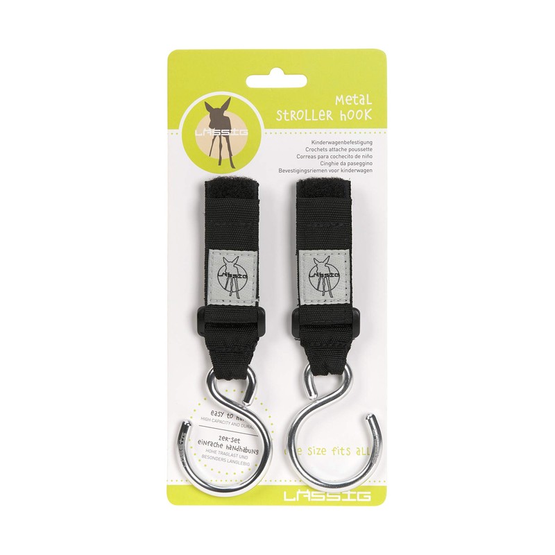 LÄSSIG Pushchair Attachment (Pack of 2) Velcro Hook Buggy Hooks