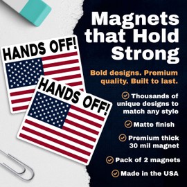 Hands Off American Flag Magnet - Patriotic USA - Fridge - Decor - Sign - Durable Material for Car Truck Toolbox Any Metal Surface - EPLM0007-FBA