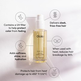 OUAI OUAI Hair Oil - Hair Heat Protectant Oil for Frizz Control - Adds Shine and Smooths Split Ends - Color Safe Formula - Paraben, Phthalate and Sulfate Free (1.5 oz)