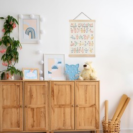 URLLUAE Asl Alphabet Poster Hanger Frame,Alphabet Posters for Classroom Wall,Sign Language Poster,Sign Language Book for Kids,Toddler Learning Posters for Nursery Kids Room,12x16 Inches