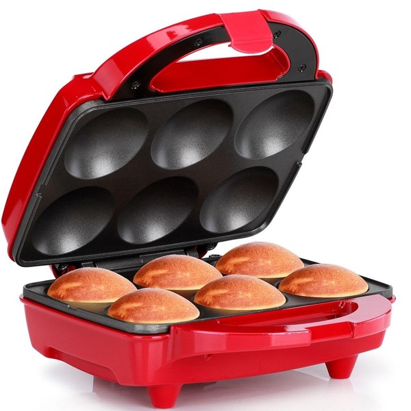 Holstein Housewares - Non-Stick Cupcake Maker, Red - Makes 6