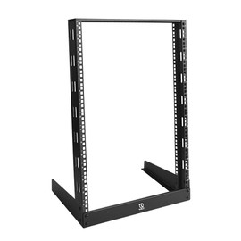 RIVECO 15U Desktop Rack for Audio & Network Devices 19 Inch 2 Post Open Frame Shelf with Reinforced Beam, Free Standing Tabletop Racks for IT Server Sound AV Music Recording Equipment