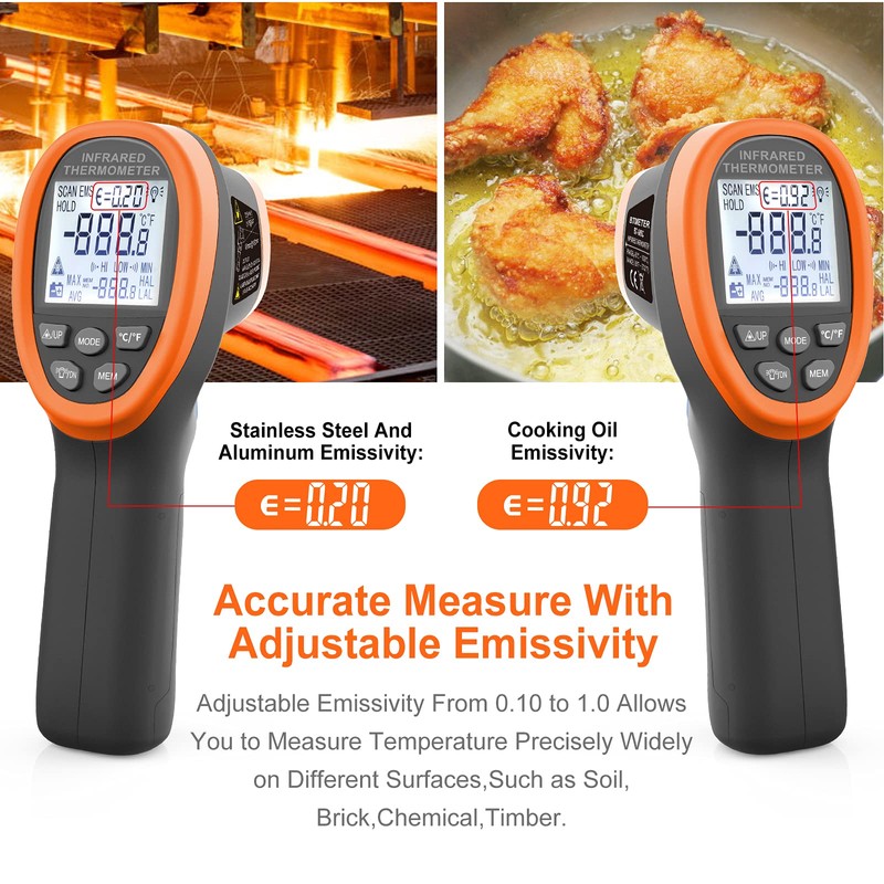 Infrared Thermometer Gun - BTMETER 985C Non Contact 16:1 IR