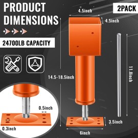 Lasnten 2 Pcs 4.5x4.5 Screw Jack Post 14.5" - 18.5" Height Range 24700 lbs Load Capacity Adjustable Temporary House Jacks for Leveling Flooring Basement Shore Beams Foundation Repair(Orange)