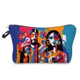 Livel lhood Modern Abstract Makeup Bag Cute Small Organizer Zipper Pouch Modern Abstract Cosmetic Bag Birthday Present for Women Friends -5