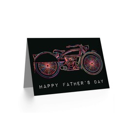 Wee Blue Coo Colourful Illustration Motorcycle Fathers Day Blank Greetings Card