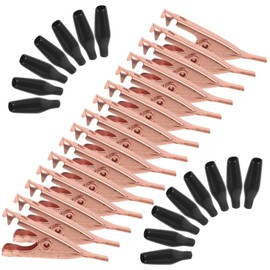 HOMSFOU Pack of 15 Alligator Clips Made of Pure Copper Crocodile Test Clip for Electrical Tests, Flat Charging Clamp, Toothless Crocodile Clip, Hair Alligator Clips, Spring Clips, Shaft and