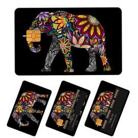 APVDSH Credit Card Skin, Cute Debit Card Skin Sticker, 4Pcs Stylish Slim Anti-Wrinkling Removable Credit Card Sticker for Transportation, Key Black Mandala Elephant