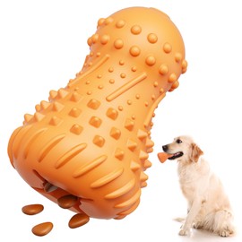 Nopisen Chew Toys -Cone Shape Dog Toys for Aggressive Chewers，Durable Natural Rubber， Multifunctional Teeth Cleaning and Gum Massage(Orange)