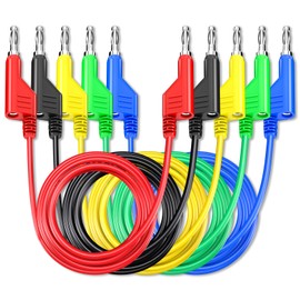Cleqee Pack of 5 Stackable Banana to Banana Plug Test Cable Soft Electrical Test Cable Wire 6.56 ft/2 m for Multimeter 1000 V 15 A