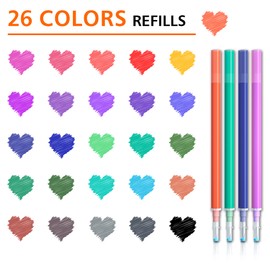 Vanstek 26 Assorted Colors Erasable Pen Refills, Gel Ink Refills Compatible with Erasable Pens, Fine Point 0.7 mm, Perfect for Writing Planner & Crossword Puzzles