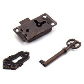 SDTC Tech Retro Desk Drawer Lock Vintage Style Square Spring Latch Lock with Key for Office Desk/Jewelry Box/Cabinet/Cupboard (Red Bronze)