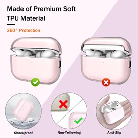 MHYALUDO Airpods Pro 2nd/1st Generation Case Cover, Compatible with Airpods Pro Case 2nd Gen USB C Charging Port, Clear Soft Transparent Military Grade Shockproof Case, Clear Pink
