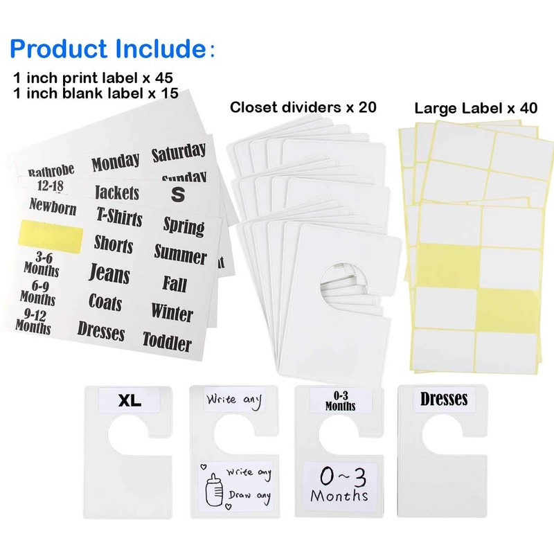 DiriUK 20 Pack Large Closet Clothing Wardrobe Dividers, White Rectangular