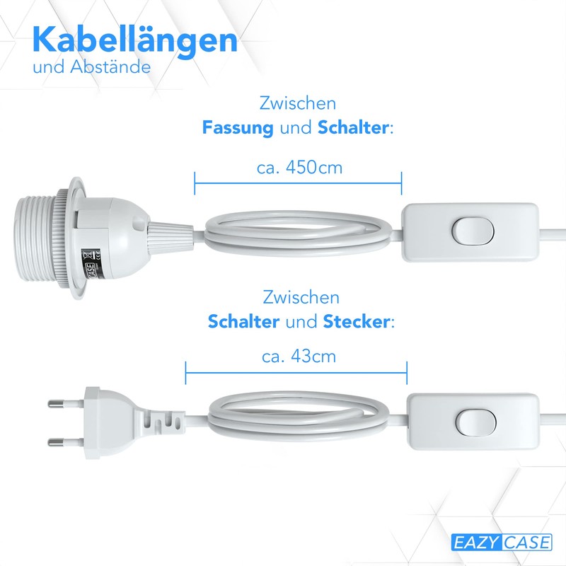 E27 Lamp Socket with 3.5 m / 5 m Cable,
