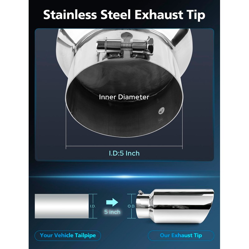 RP Remarkable Power, 5 inch Exhaust Tip,5 Inlet 7 Outlet