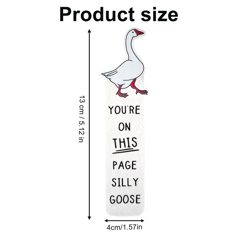 Silly Goose Bookmark, 5.12x1.57 Inch Funny Cute Silly Goose Book