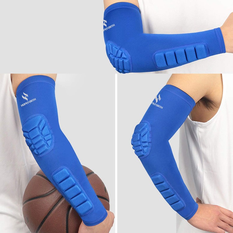 HOPEFORTH 2PCS Padded Elbow Forearm Sleeves Compression Arm Protective Support