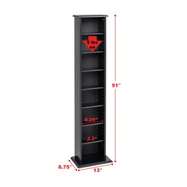 Prepac Prepac Narrow Cabinet Media Storage, 13" Wide, Black