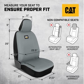 CAT Car Front Seat Cover – 1 pc, Gray Oxford, Heavy Duty Protection, Semi-Universal Fit – Durable Water-Resistant Auto Seat Protector for Truck, SUV, Sedan – Easy Install, Washable, Long-Lasting